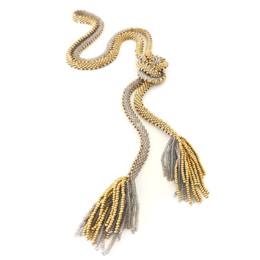 Collar Serpiente Hematitas Dorado y Gris